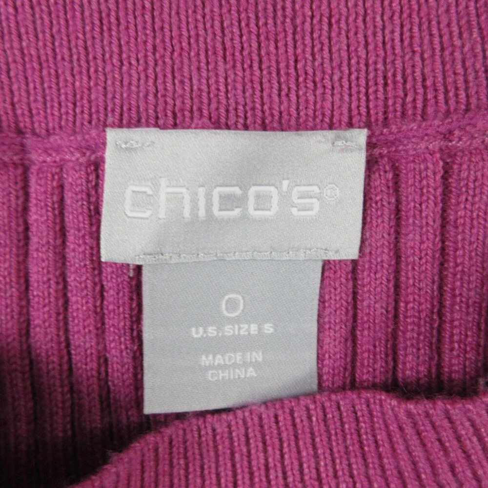 Chico's Sweater Womens 0 US XS/4 Purple Ribbed Puff Long Sleeve Pullover